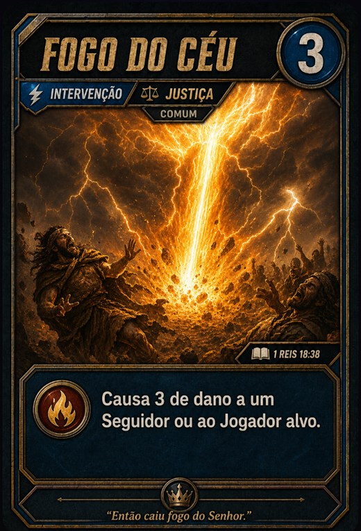 Carta Fogo do Céu, custo 3, intervenção de justiça, referência 1 Reis 18:38